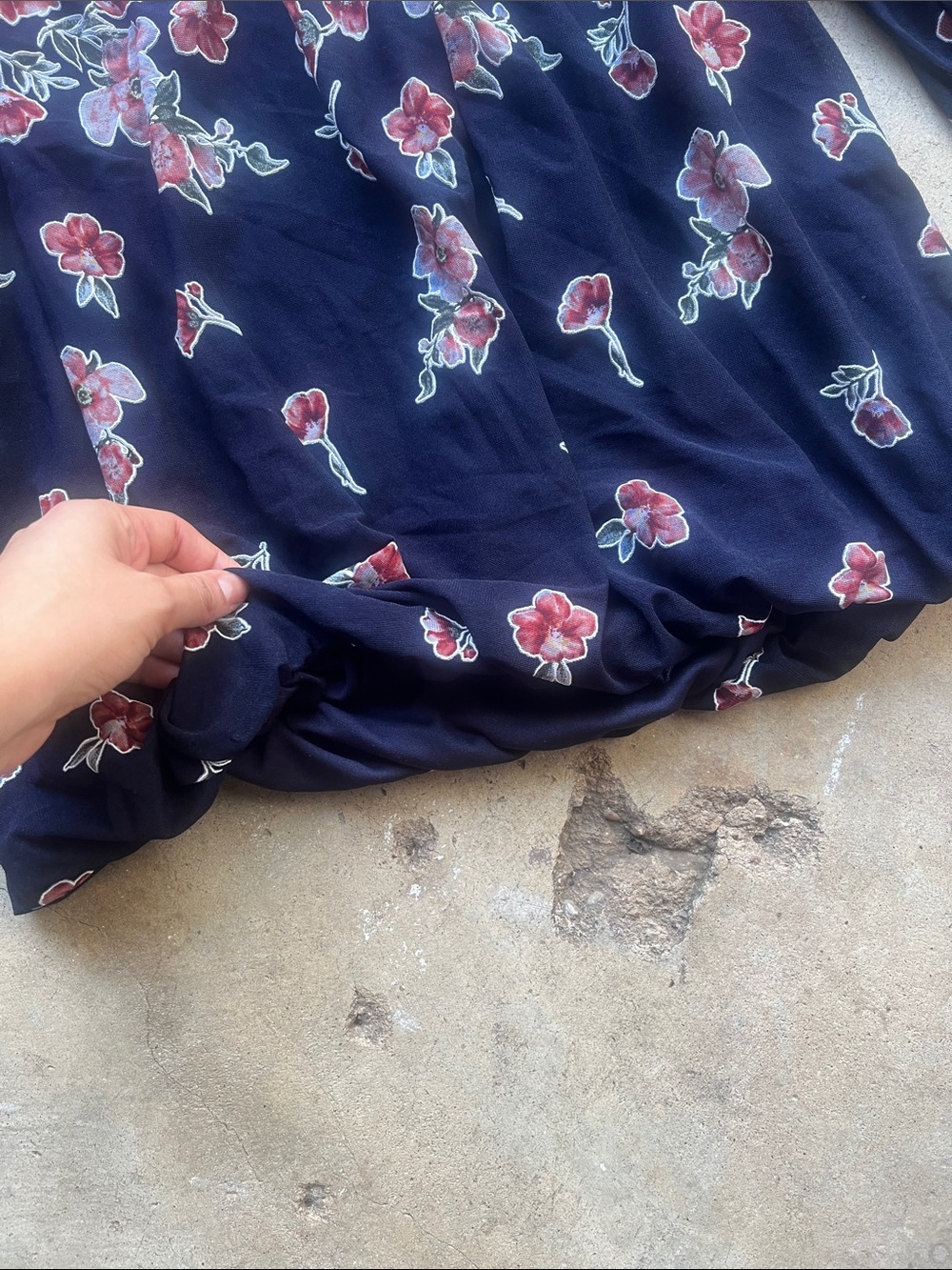 Women’s Floral Peasant Top - Black with Red Flowers - Picture 7 of 8